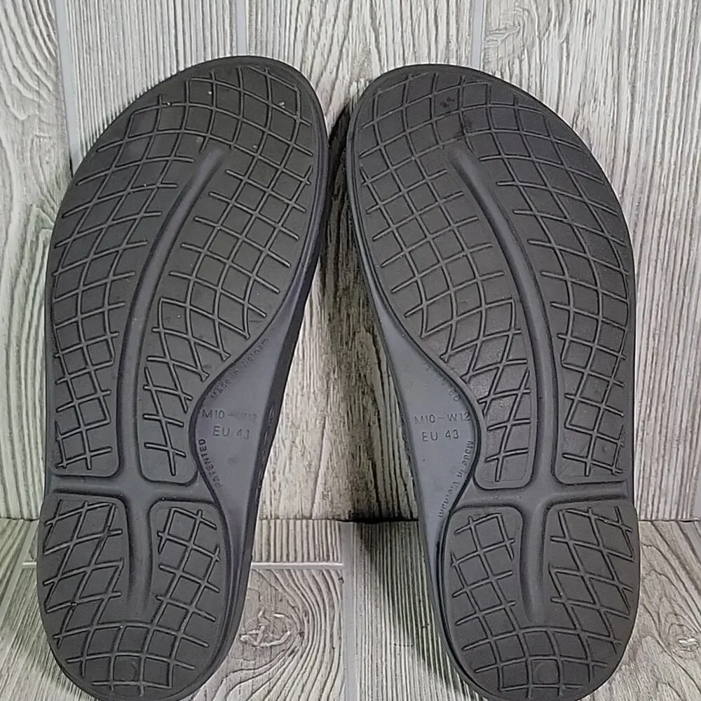 OOFOS OOah Grey Comfort Sport Slide Sandals Mens Size 10 Womens Size 12